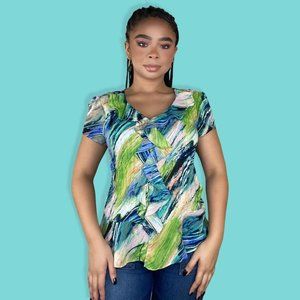 Sheer Colorful Button Up Blouse